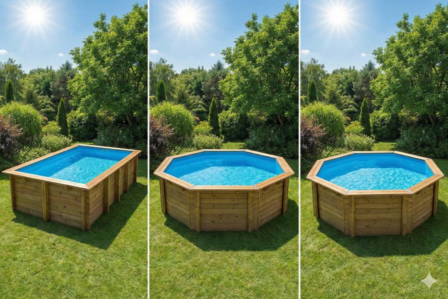 piscine bois ronde hexagonale