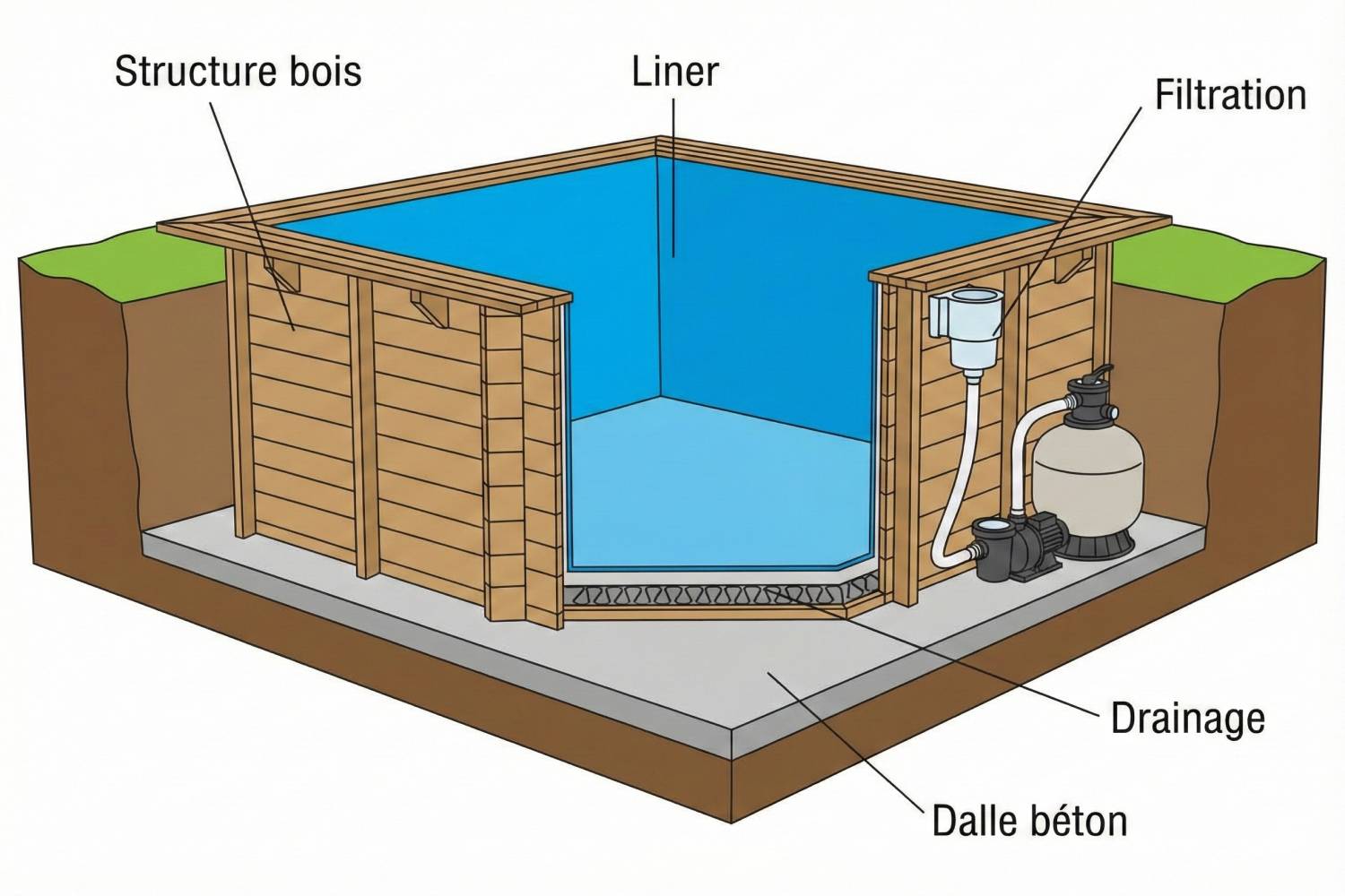 piscine en matériau bois