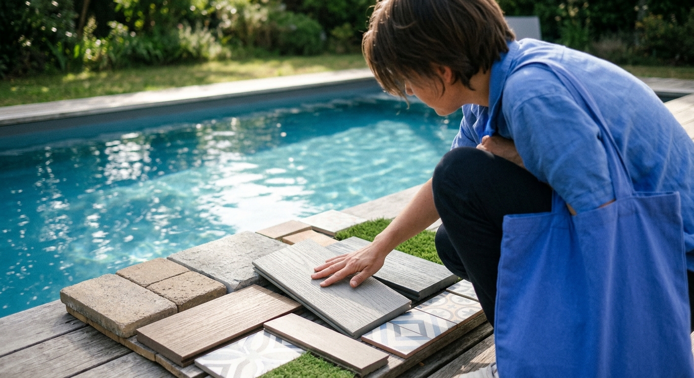 À la recherche du revetement ideal pourtour de piscine : mon grand comparatif