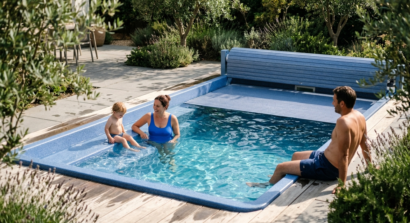 Pourquoi la piscine en coque avec un volet roulant s'impose en 2026
